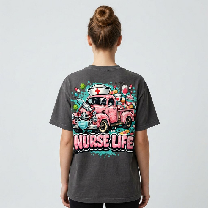 Nurse Life Vintage Truck Graphic Tee – Cute Retro Nursing Shirt