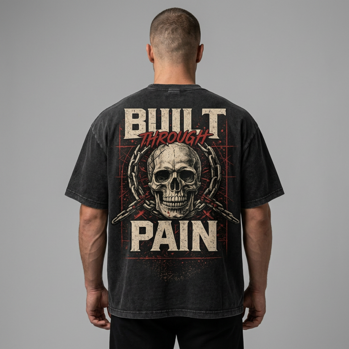 Built Through Pain Vintage Skull Graphic Tee