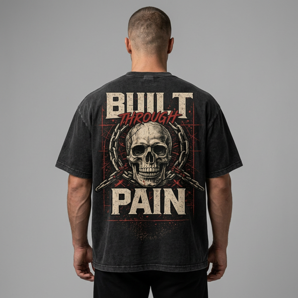 Built Through Pain Vintage Skull Graphic Tee