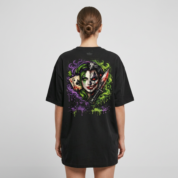 Chaos Queen Split Face Tee – Oversized Anime Graphic Shirt