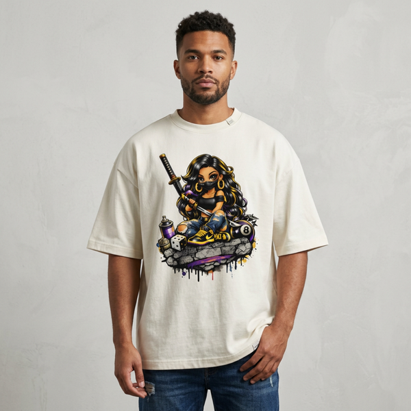 Street Samurai Graffiti Girl Tee | Anime Streetwear Graphic Shirt