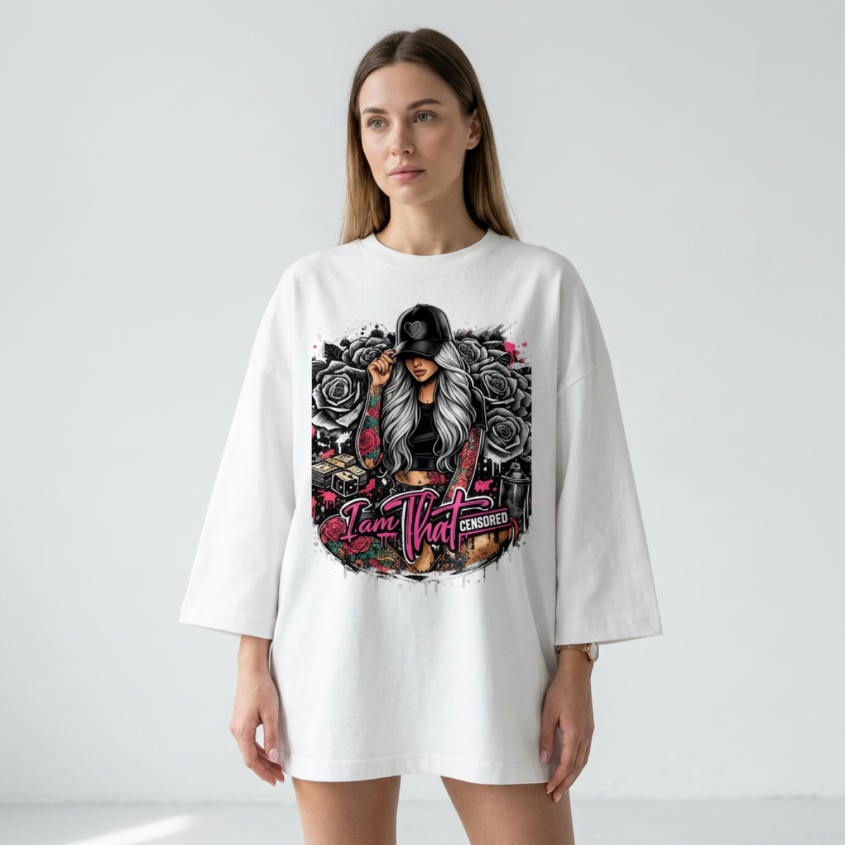 I Am That Censored Tee | Edgy Rose Streetwear Graphic Shirt