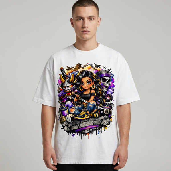 Oni Street Queen Tee | Anime Graffiti Graphic Shirt
