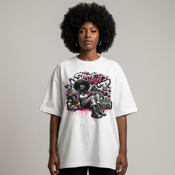 Street Queen Graffiti Tee | Retro Urban Graphic Shirt